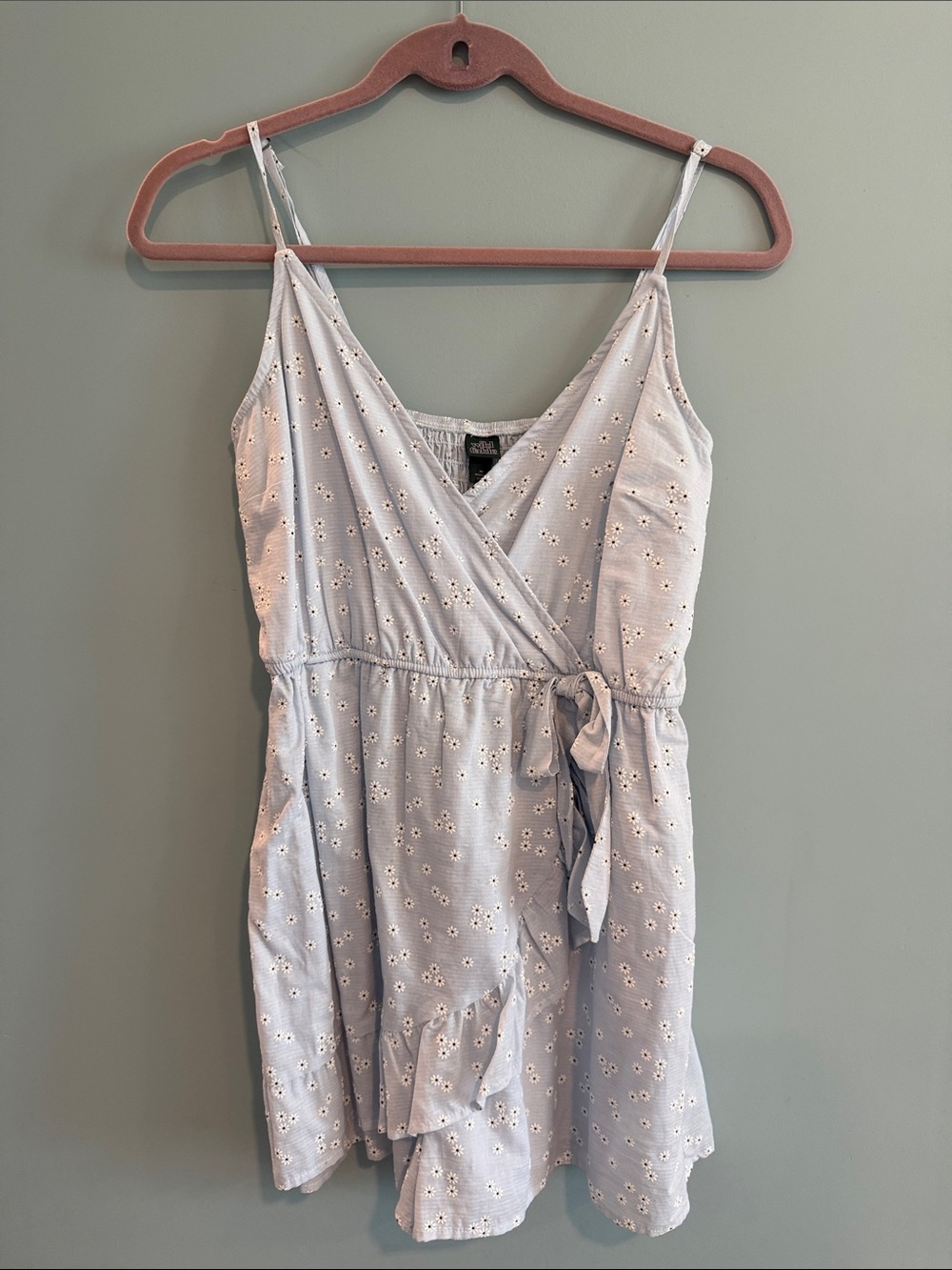 wild fable Light Blue Eyelet Wrap Mini Dress NWT
